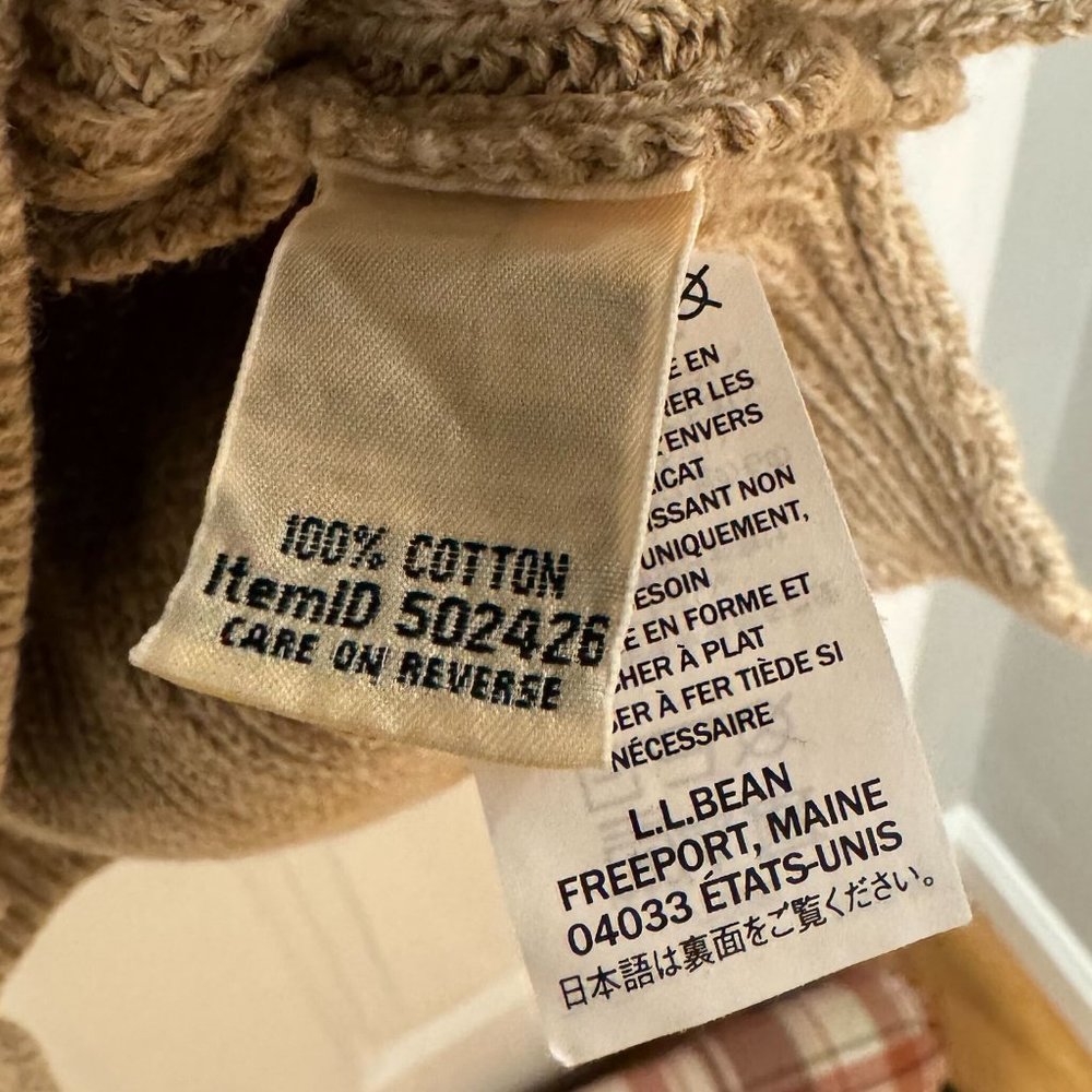 L.L. Bean Tan Cotton V Neck Pullover Sweater‎ - Size Small - Picture 5 of 8